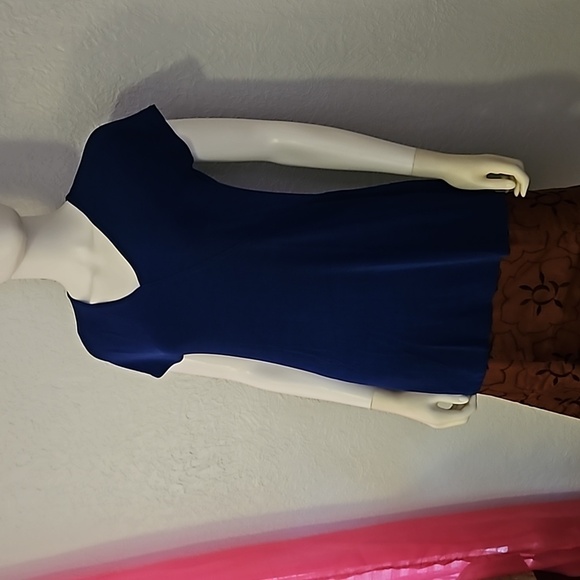 3/$30 CAROLYN STRAUSS Royal Blue V-Neck Short Sleeve Tunic - Picture 3 of 8